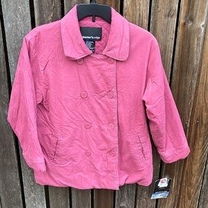 Girls Corduroy Pea Coat Jacket Pink XL 16 New NOS Glaciers Edge Quilted Soft